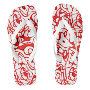 Rood, Zwart en Wit Abstract Teenslippers