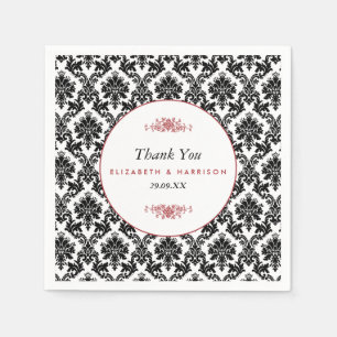 Rood, Zwart en Wit Damasgordijn Servetten