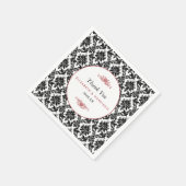  Rood, Zwart en Wit Damasgordijn Servetten (Hoek)