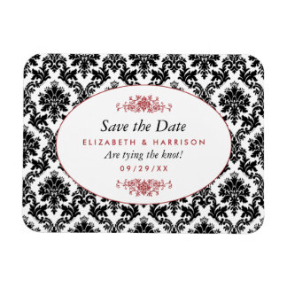  rood, zwart en wit damast bewaar de datum magneet