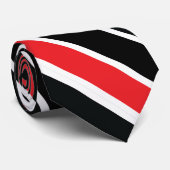 Rood zwart en wit, dubbelstreept stropdas (Opgerold)