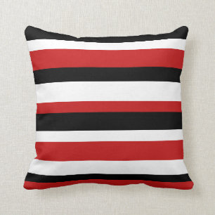 Rood, zwart en wit gestreept Pillow Kussen
