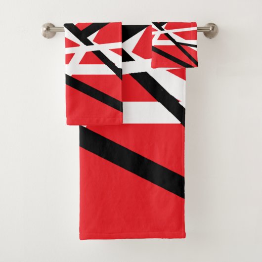 Rood, Zwart en Wit Grafisch Bad Handdoek (Insitu)