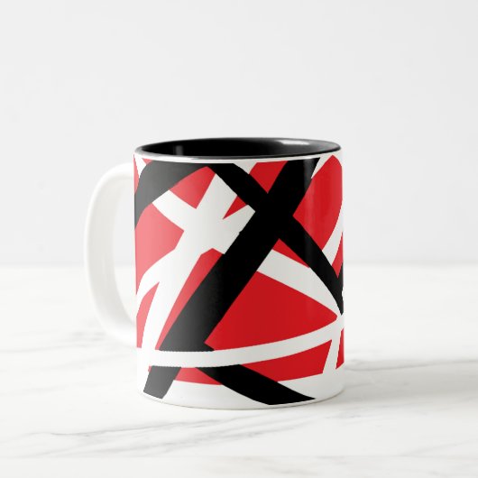 Rood, Zwart en Wit Grafisch Tweekleurige Koffiemok (Voorkant links)