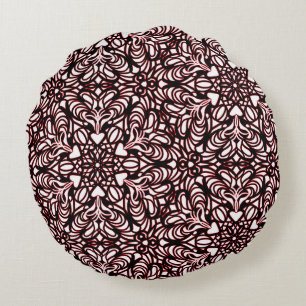 Rood, Zwart en Wit Harten Abstract Sierkussen Rond Kussen