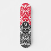 Rood, zwart en wit Mandala - Monogram Skateboard (Voorkant)