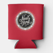 Rood, Zwart en Wit New York City Thema Logo Blikjeskoeler (Voorkant)