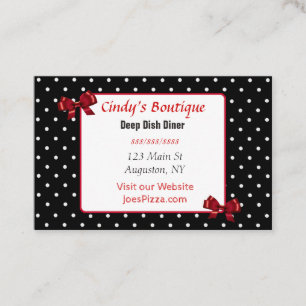 Rood, zwart en wit Polka Dot Bow Visitekaartje