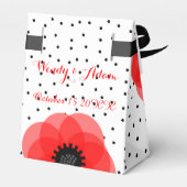 Rood Zwart en wit Polka Dot en Poppies Design Bedankdoosjes (Achterkant)