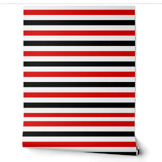 Rood zwart en wit strepen ontwerp behang
