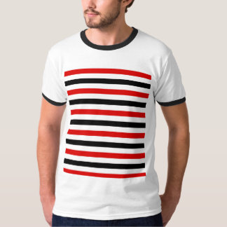 Rood zwart en wit strepen ontwerp t-shirt