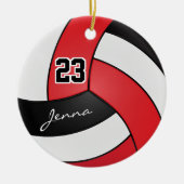 Rood, zwart en wit 🏐 Volleybal Keramisch Ornament (Voorkant)