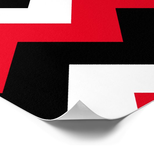 Rood zwart en wit Zigzag Poster (Hoek)