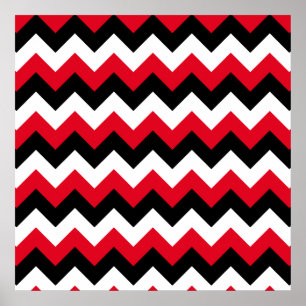Rood zwart en wit Zigzag Poster
