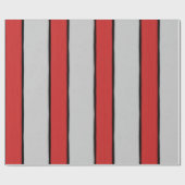 Rood Zwart en Witte Strepen Cadeaupapier (Vlak)