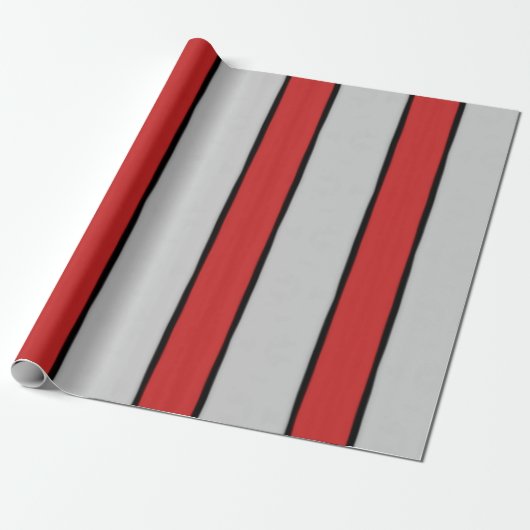 Rood Zwart en Witte Strepen Cadeaupapier (Uitgerold)
