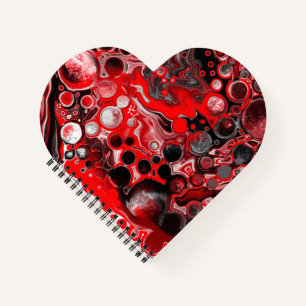 Rood, zwart en witvochtig tekenmarmer notitieboek