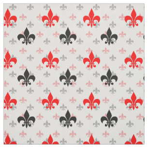Rood Zwart Fleur De Lis Stof
