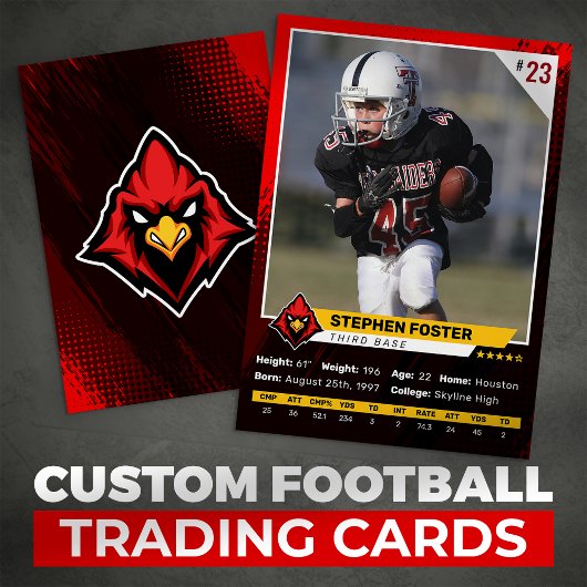 Rood & Zwart Football Trading Kaart Player Foto Contactkaartje
