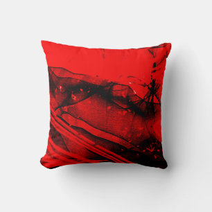 Rood Zwart fractal abstract kunst Sierkussen