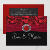 Rood & Zwart Gedrapeerde Barokke Aankondiging (Voorkant / Achterkant)