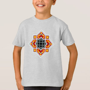  rood zwart geel Barcelona geometrische kunst T-shirt