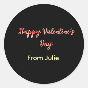 Rood zwart gelukkige Valentijnsdag van naam stijlv Ronde Sticker
