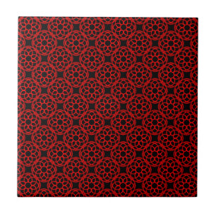 Rood zwart geometrisch naadloos patroon tegeltje