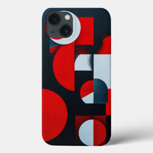 Rood & Zwart Geometrische Energie ⚫ Krachtige Abst iPhone 13 Hoesje