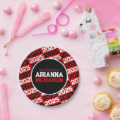 Rood & Zwart Gepersonaliseerd Afstuderen Papieren Bordje (Feest)