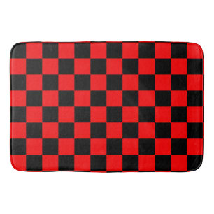 Rood zwart geruit controlepatroon badmat