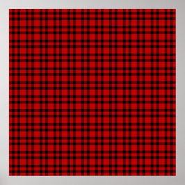 Rood zwart geruit patroon poster
