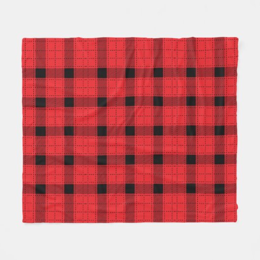 Rood zwart geruite minimalistische kerst fleece deken (Voorkant (Horizontaal))