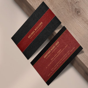 Rood & Zwart gestikte lederen textuur Business Ca Visitekaartje