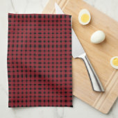 Rood Zwart Gingham Plaid Patroon Theedoek (Quarter Fold)