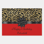 Rood zwart Gold-luipaard afdrukken legant aanpasse Inpakpapier Vel (Voorkant 3)