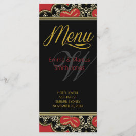 Rood Zwart & Goud Modern Vintage Wedding Menu