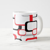 Rood Zwart Grijs Retro Vierkantjes Wit Jumbo Beker (Voorkant rechts)