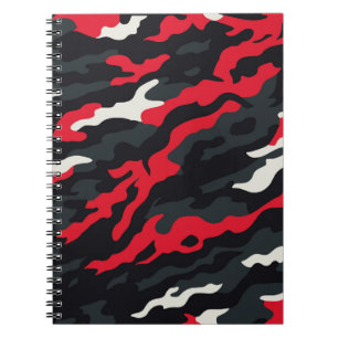 Rood Zwart Grijs Wit Camouflage Camo patroon Notitieboek