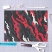 Rood Zwart Grijs Wit Camouflage Camo patroon Tissuepapier (Craft)