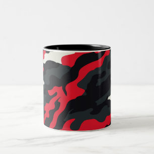 Rood Zwart Grijs Wit Camouflage Camo patroon Tweekleurige Koffiemok