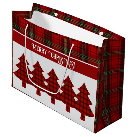 Rood Zwart Groen Gezellig Tartan Groot Cadeauzakje (Voorkant Gekanteld)