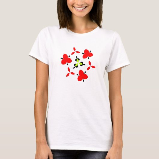 Rood zwart-groen patroon t-shirt (Voorkant)