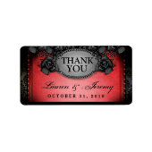 Rood & Zwart Halloween Bruiloft Dank u Labels (Voorkant)