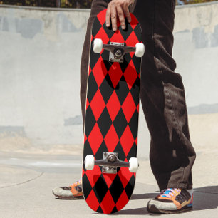 Rood Zwart Harlekijn Diamanten Dambord Patroon Ont Skateboard