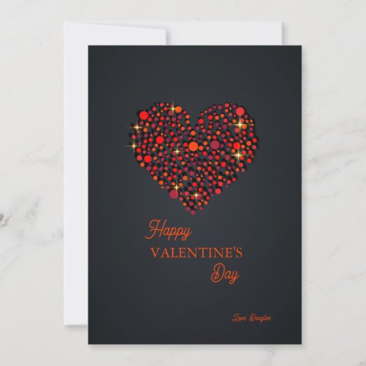 Rood Zwart Hart Gelukkig Valentijnsdag Uitnodiging (Voorkant)