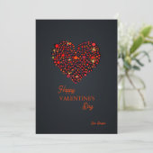Rood Zwart Hart Gelukkig Valentijnsdag Uitnodiging (Staand voorkant)