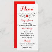 Rood & Zwart Hart Menu Liefde - Huwelijksfeest (Voorkant / Achterkant)