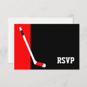 Rood Zwart Hockey Bar Mitzvah RSVP (Voorkant / Achterkant)