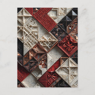 Rood Zwart Ivoor Micro Mozaïek 3D Geometrisch Briefkaart